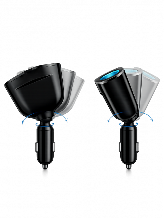 Разветвитель прикуривателя автомобильный на 2 гнезда + 2*USB TDS TS-CAU68A